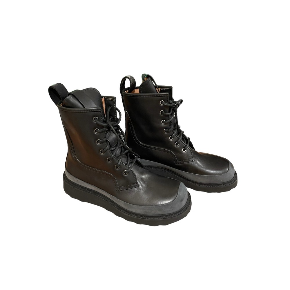 Bottega Veneta 578295 Men's Black leather grey suede Storm Cuir boots, Sz 40